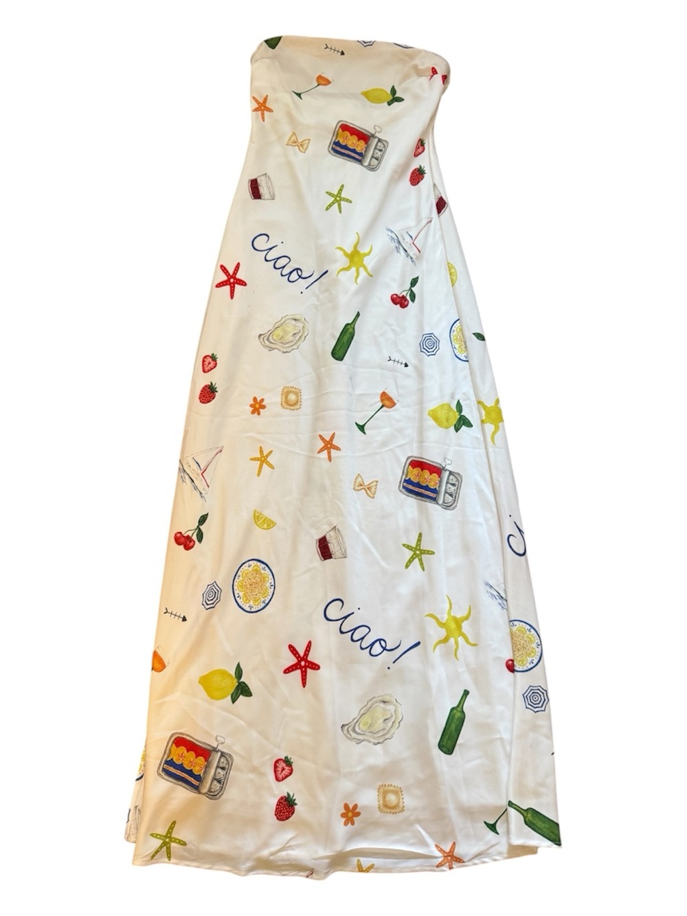 Size S For Love & Lemons White Dress with Multicolor Summer Print - Picture 2 of 9